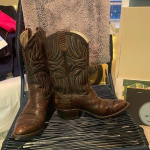 Genuine leather, lived in cowboy boots